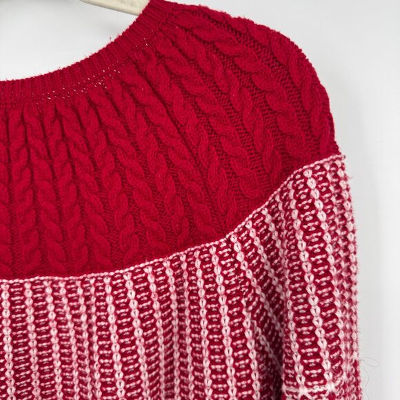 Talbots Women size XL Red White Knit Ribbed Cotten Blend Pullover Sweater Cottag - Picture 7 of 8